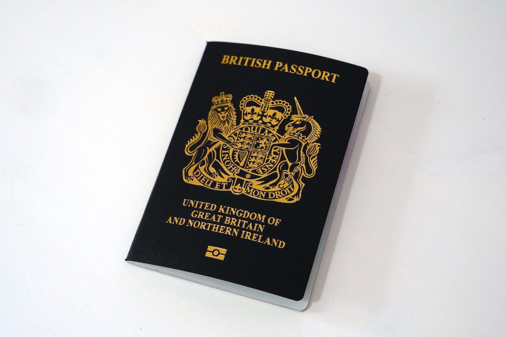 Cover of a British passport.