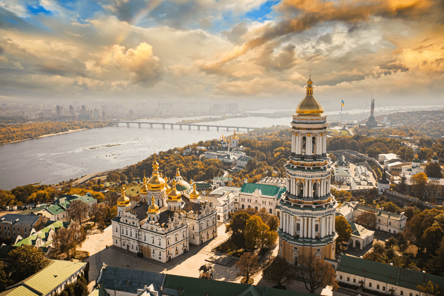 bird eye view of Kyiv, Ukraine