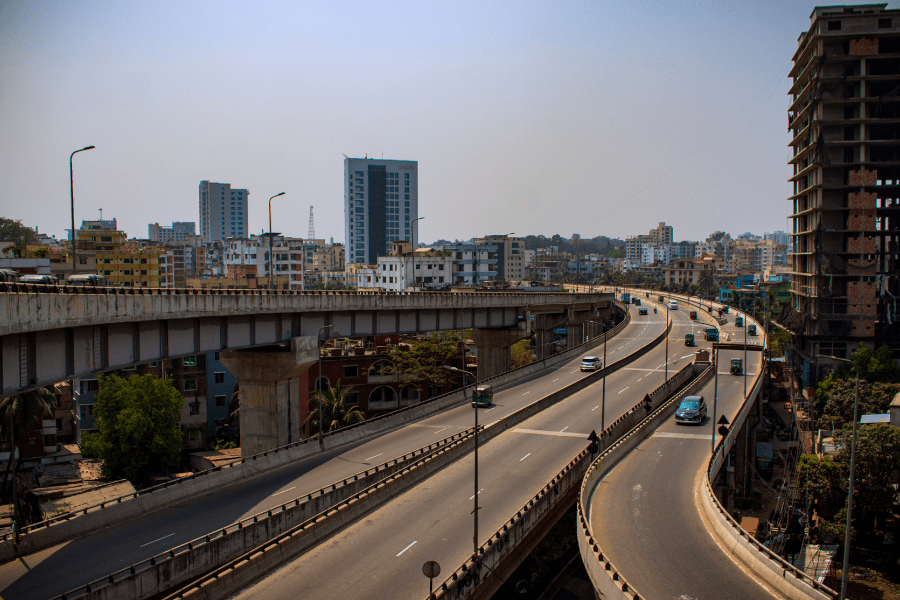 Lanscape view of a city flyover from upper chittagong, Bangladesh