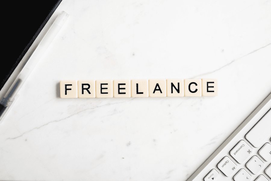 blocks of letters spelling out the word freelance