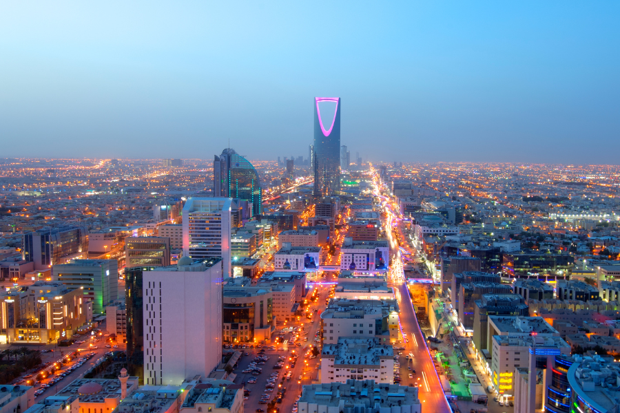 skyline night view of Riyad, capital of Saudi Arabia