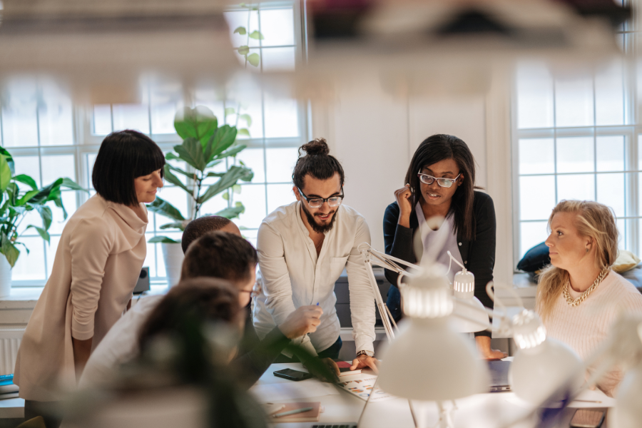 a diverse team working together