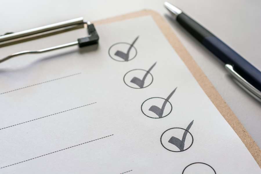 a checklist with tick marks