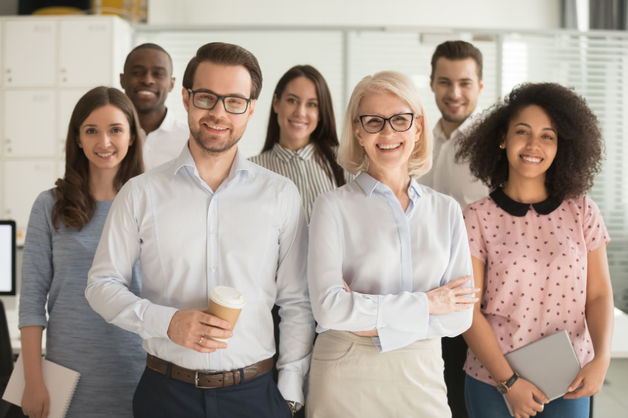 A group of Europe based independent contractors inside office