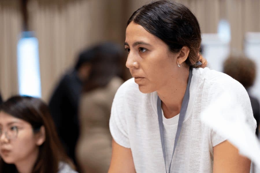 woman in a white shirt