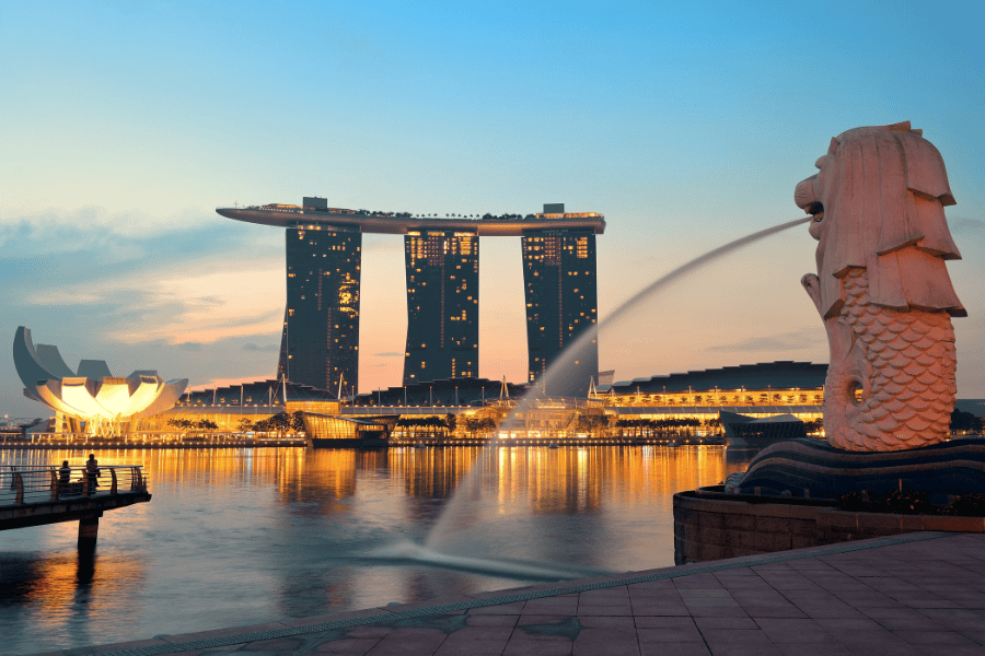 evening view of Singapore skyline
