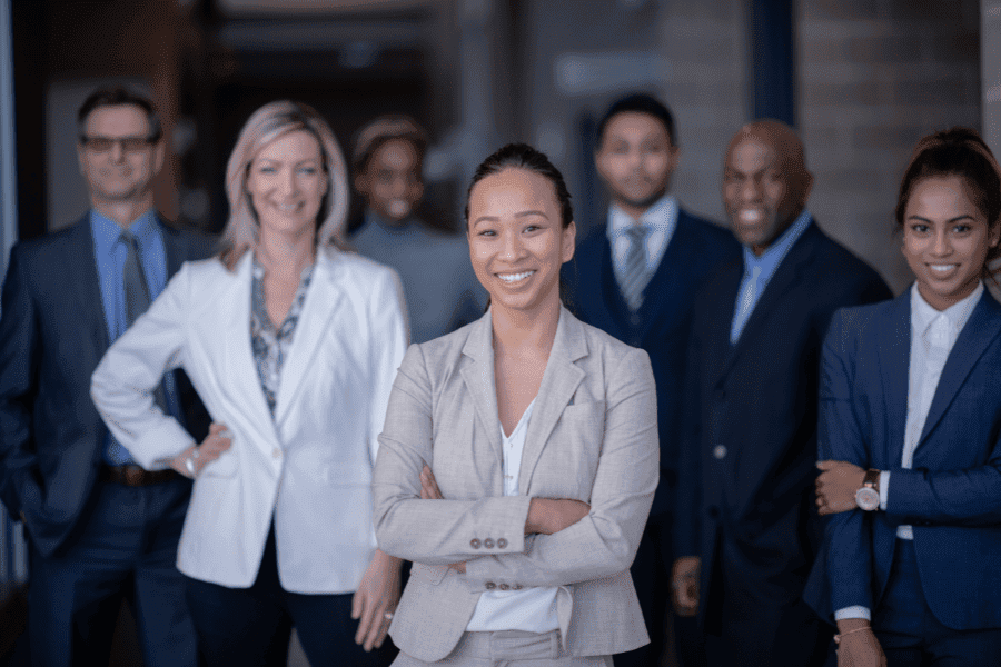 a group of smiling professionals