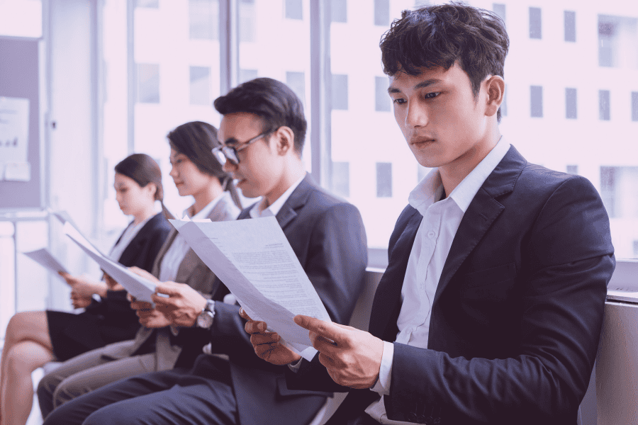 Chinese candidates waiting for an interview