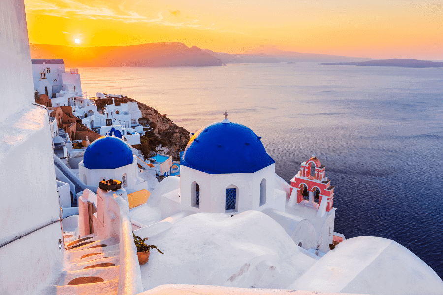 Morning view of Oia Village in Santorini, Greece